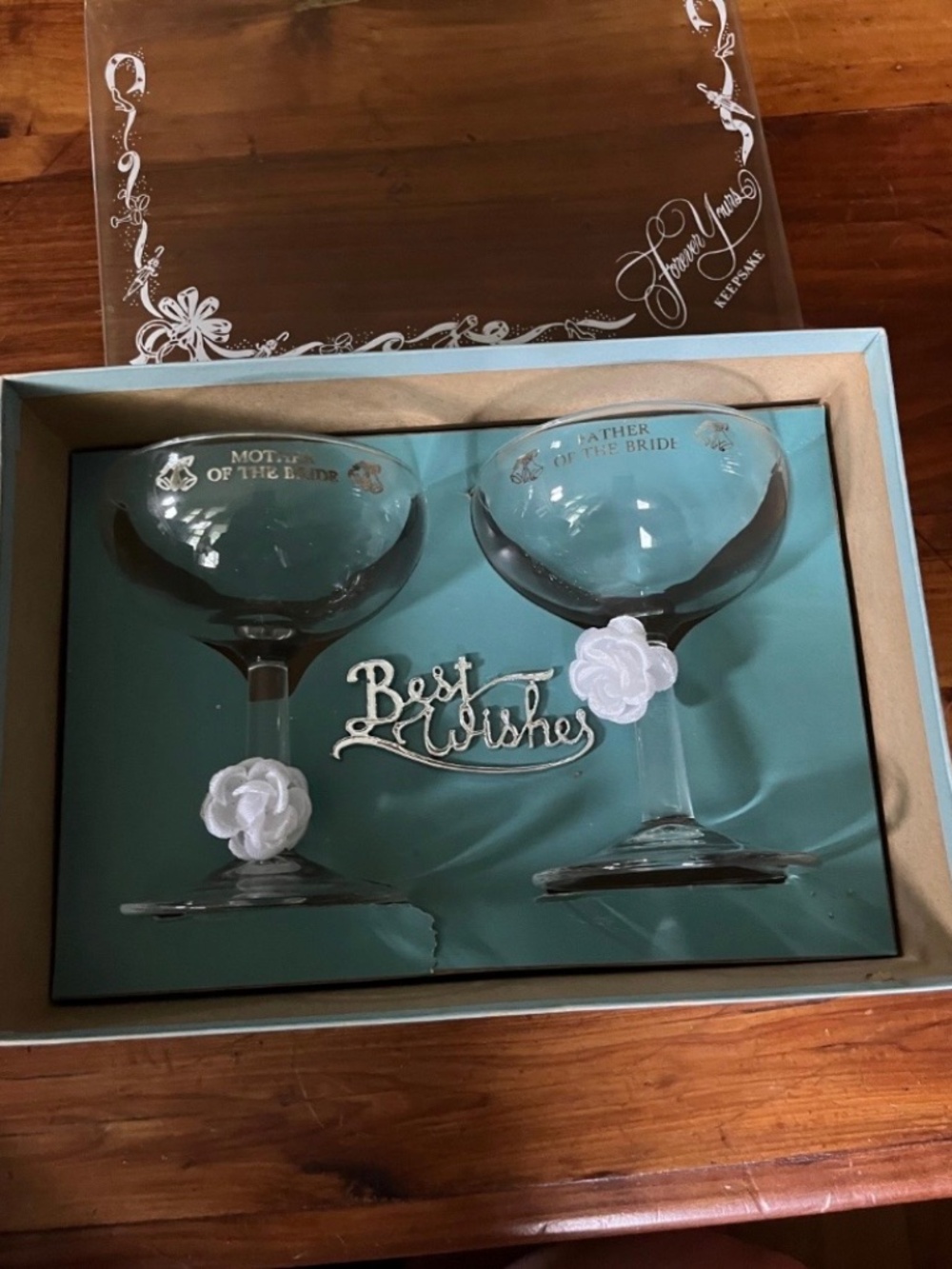 Vintage Wedding Champagne Glasses Mother & Father of the Bride
